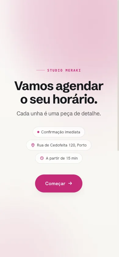 Vitrine pública do Studio Meraki no celular